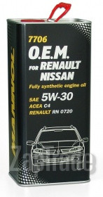 Mannol 7706 O.E.M. for Renault Nissan 5W-30 (5л.) metal, 5 л